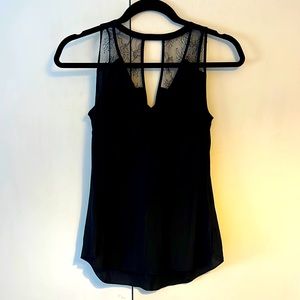 Rebecca Taylor black silk and lace tank